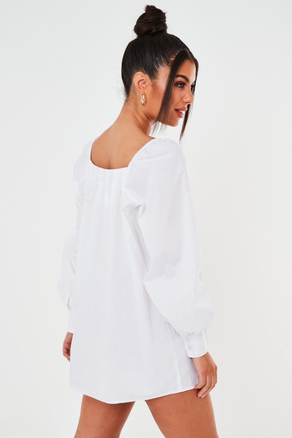 White Square Neck Mini Dress