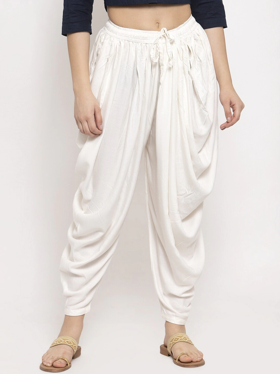 Women White Solid Dhotis