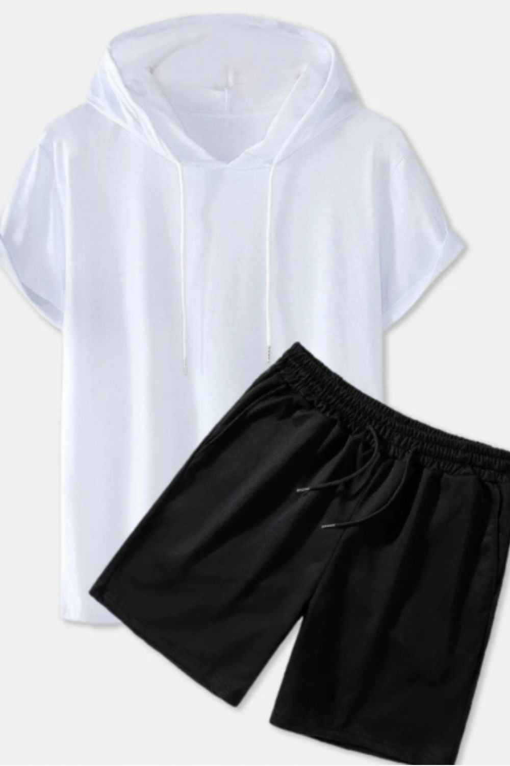Black Shorts With White Hoodie BW Combo