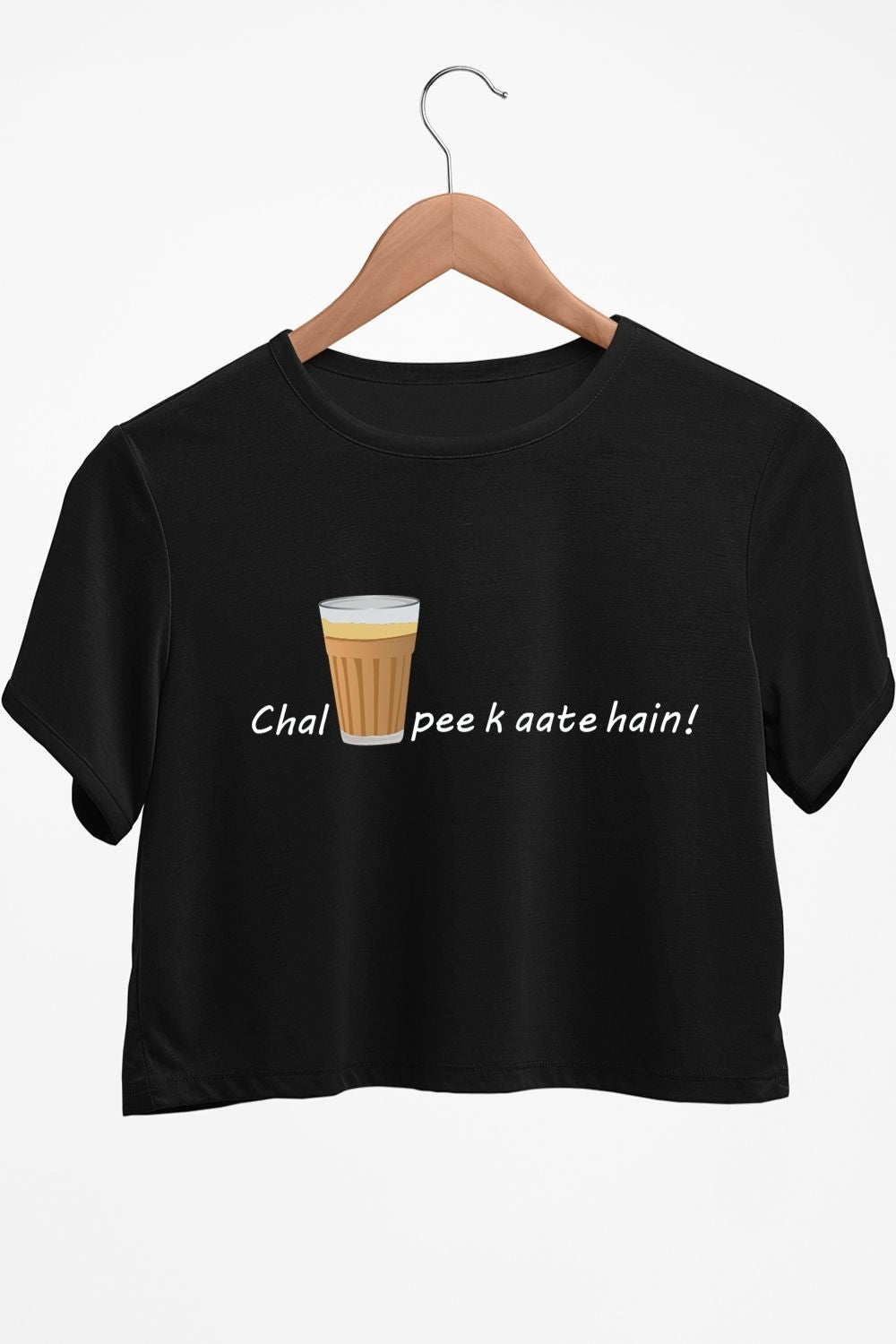 Chai Peeke Aate Hai Black Crop Top