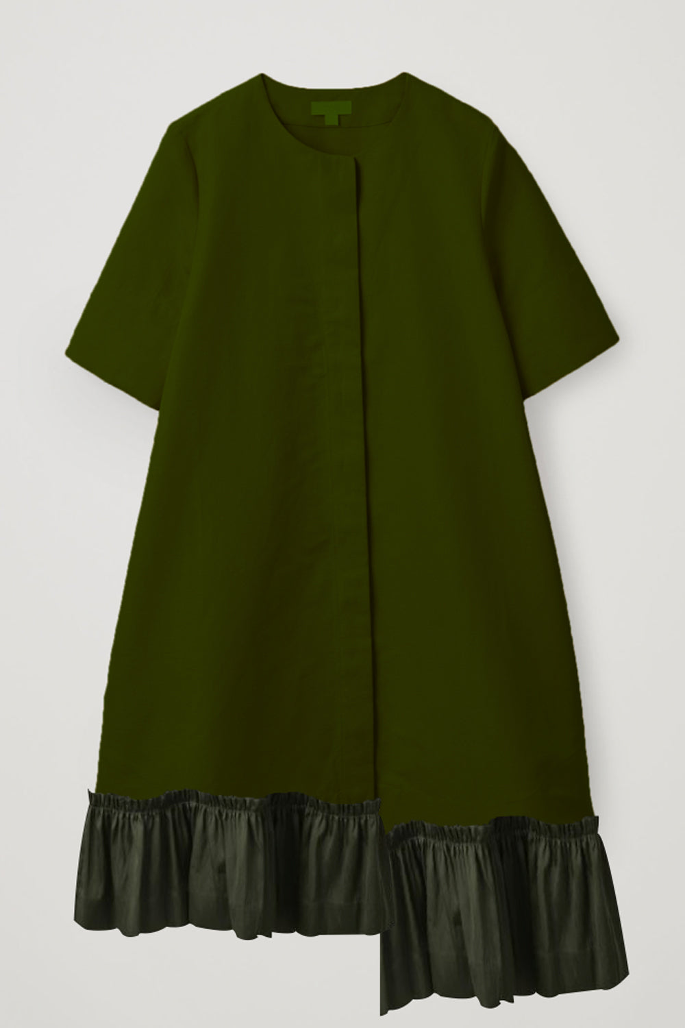 Charlotte - Olive green kurta with ruffle hem