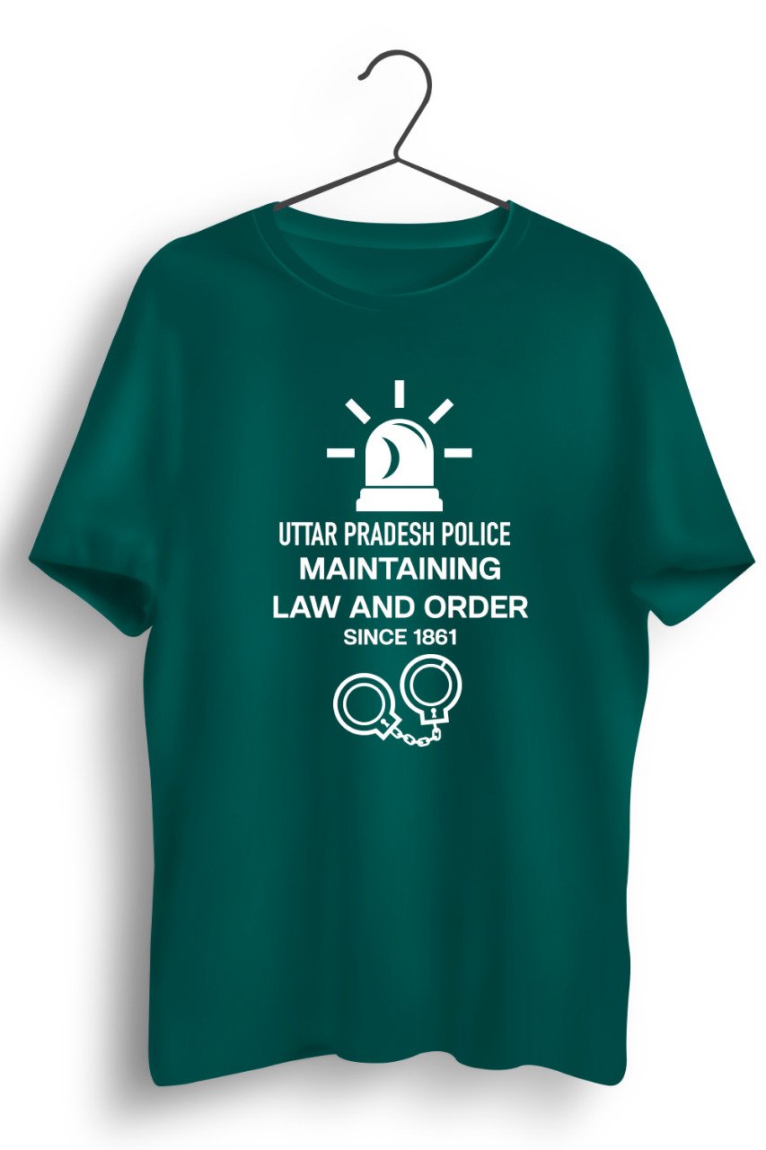 Law and Order U.P Police Green Tshirt