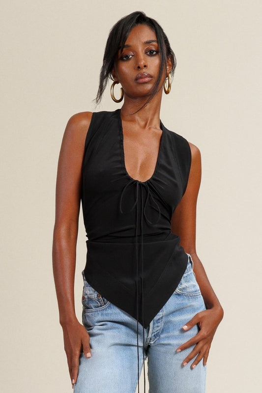 Backless Black Tie Up Top