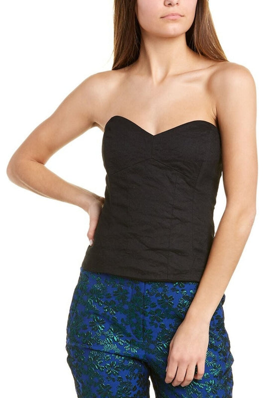 Black Strapless Bustier Zipper At Back