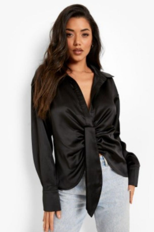 Counting Days Satin Black Top