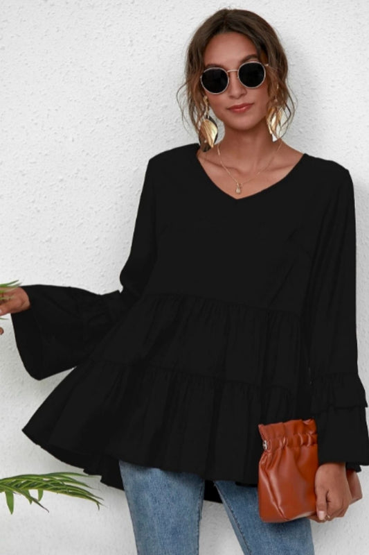 Flounce Sleeve Smock Top