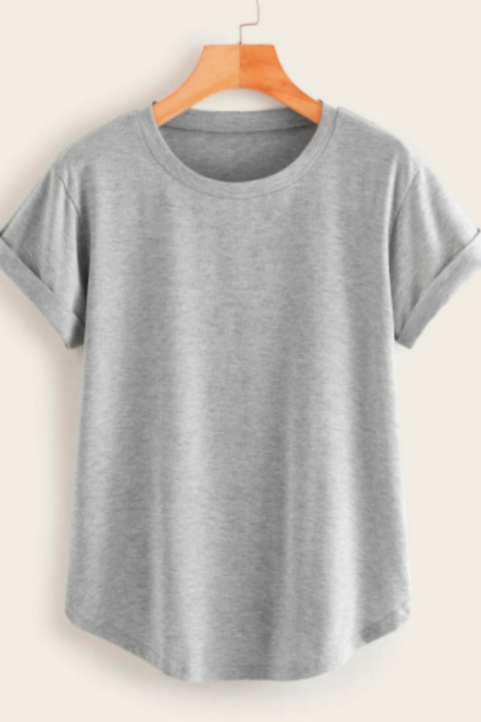 Grey Curved Hem Tee
