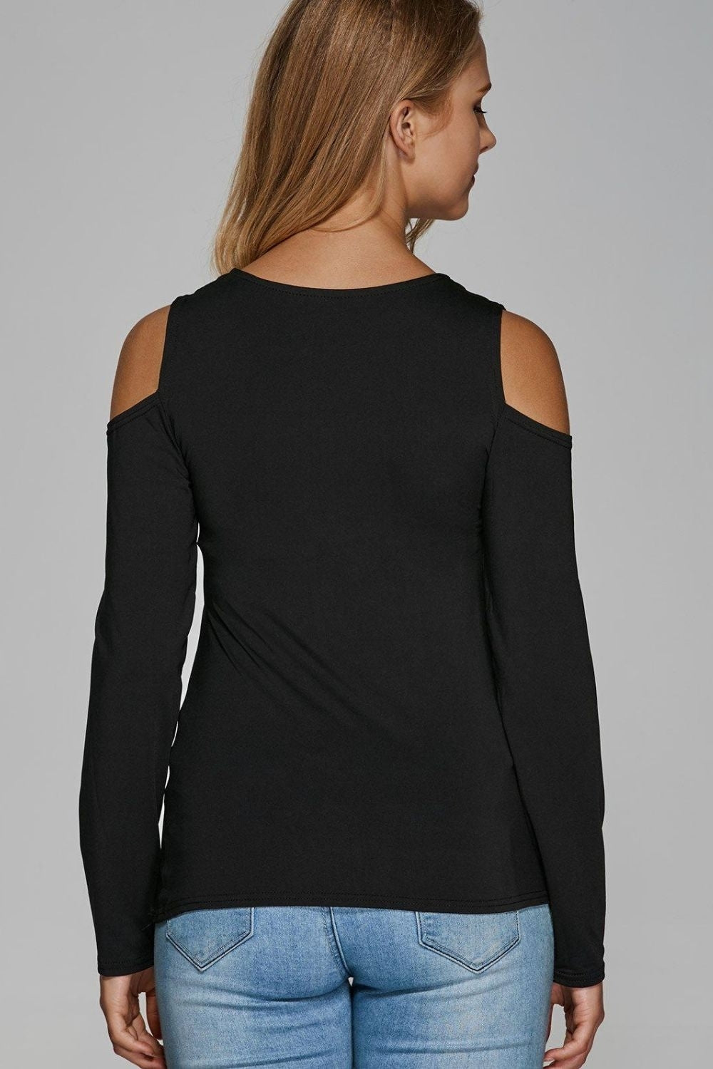 Lovely Black Cold Shoulder Top