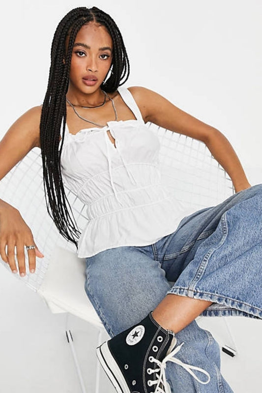 Poplin Corset Cami In White
