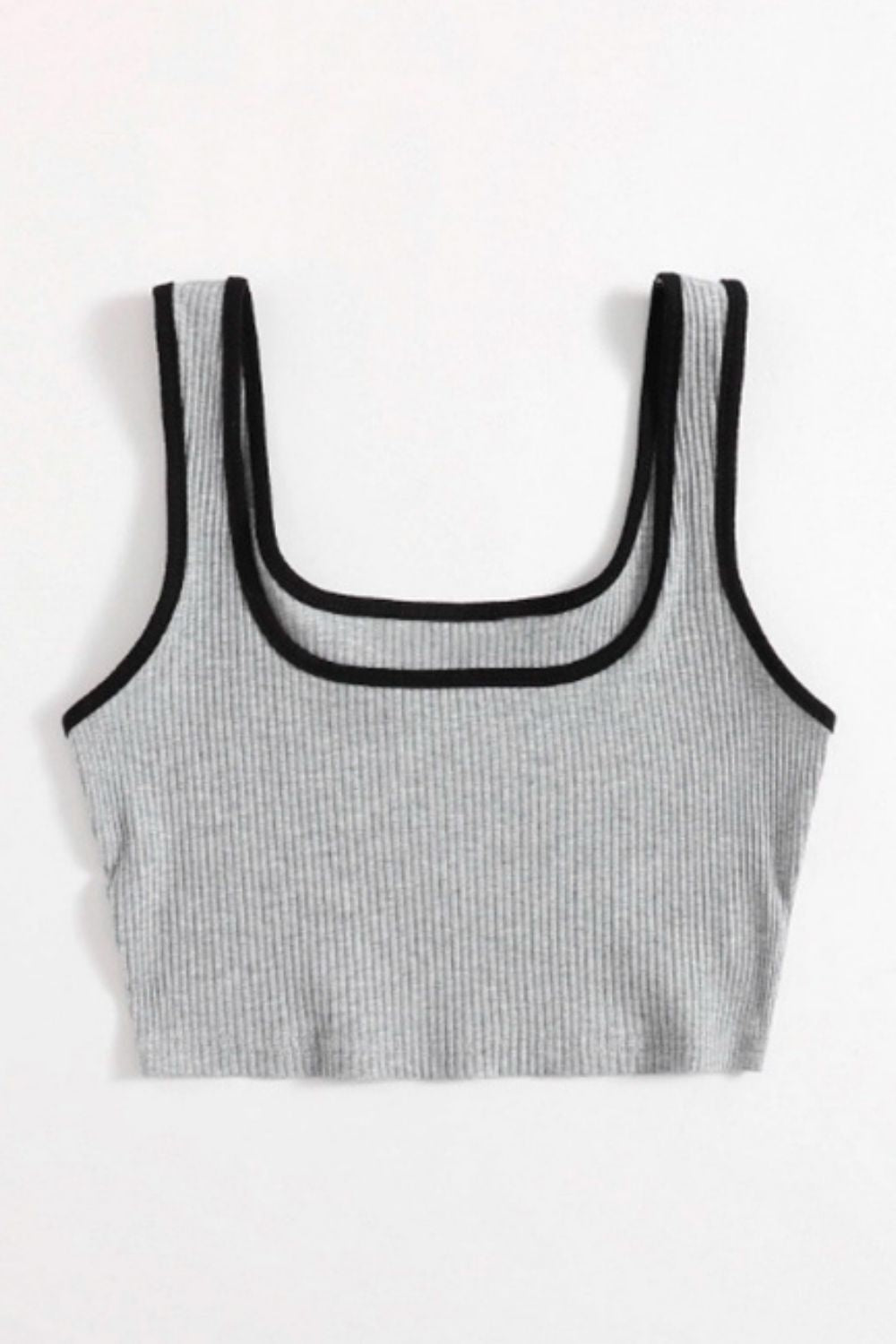 Rib Knit Cropped Tank Grey