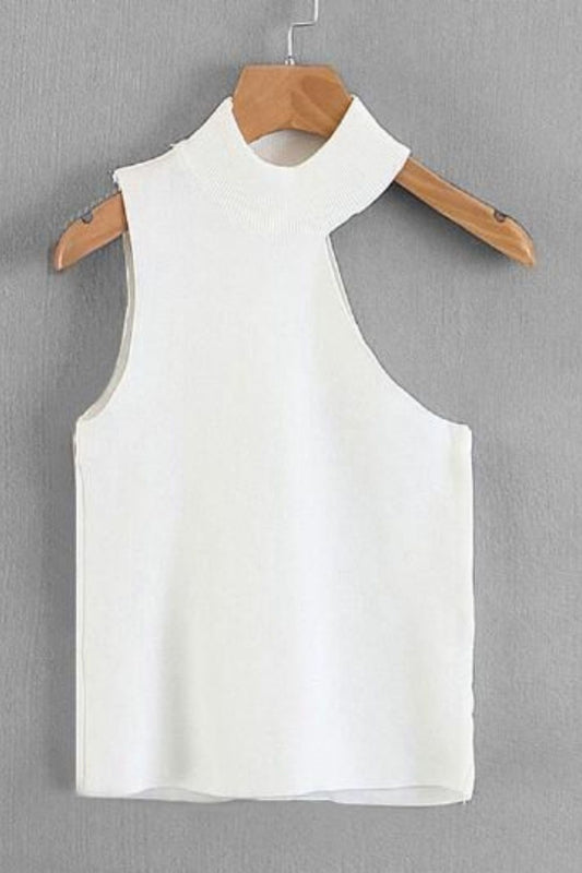 Simplicity White Cut Out Shoulder Top