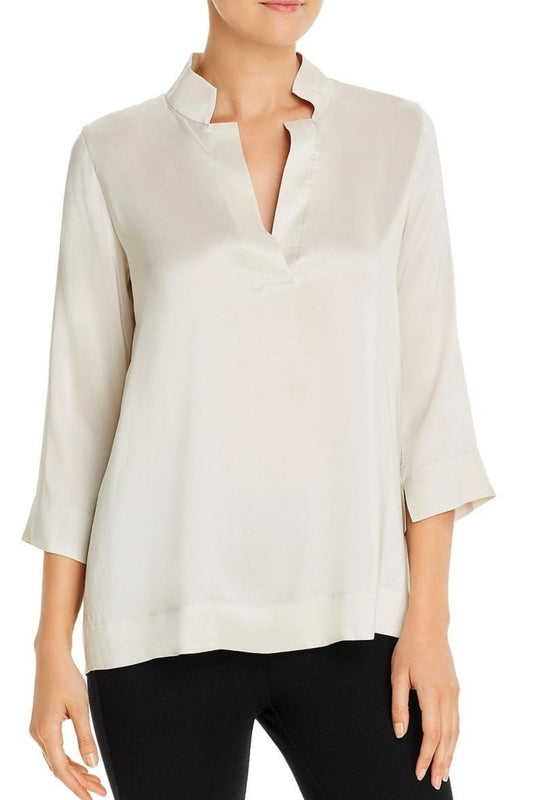 Stand Collar White Top
