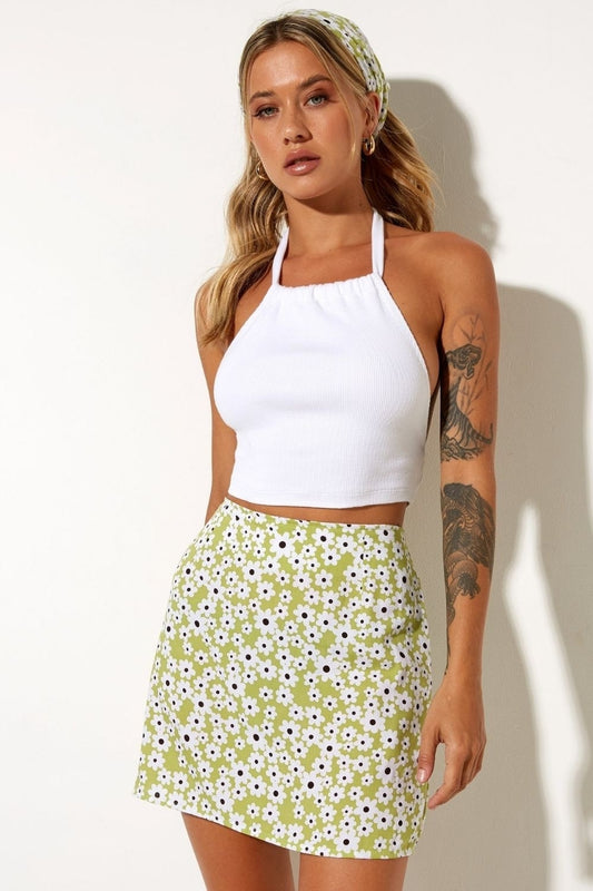 Stop And Stare White Halter Neckline Top