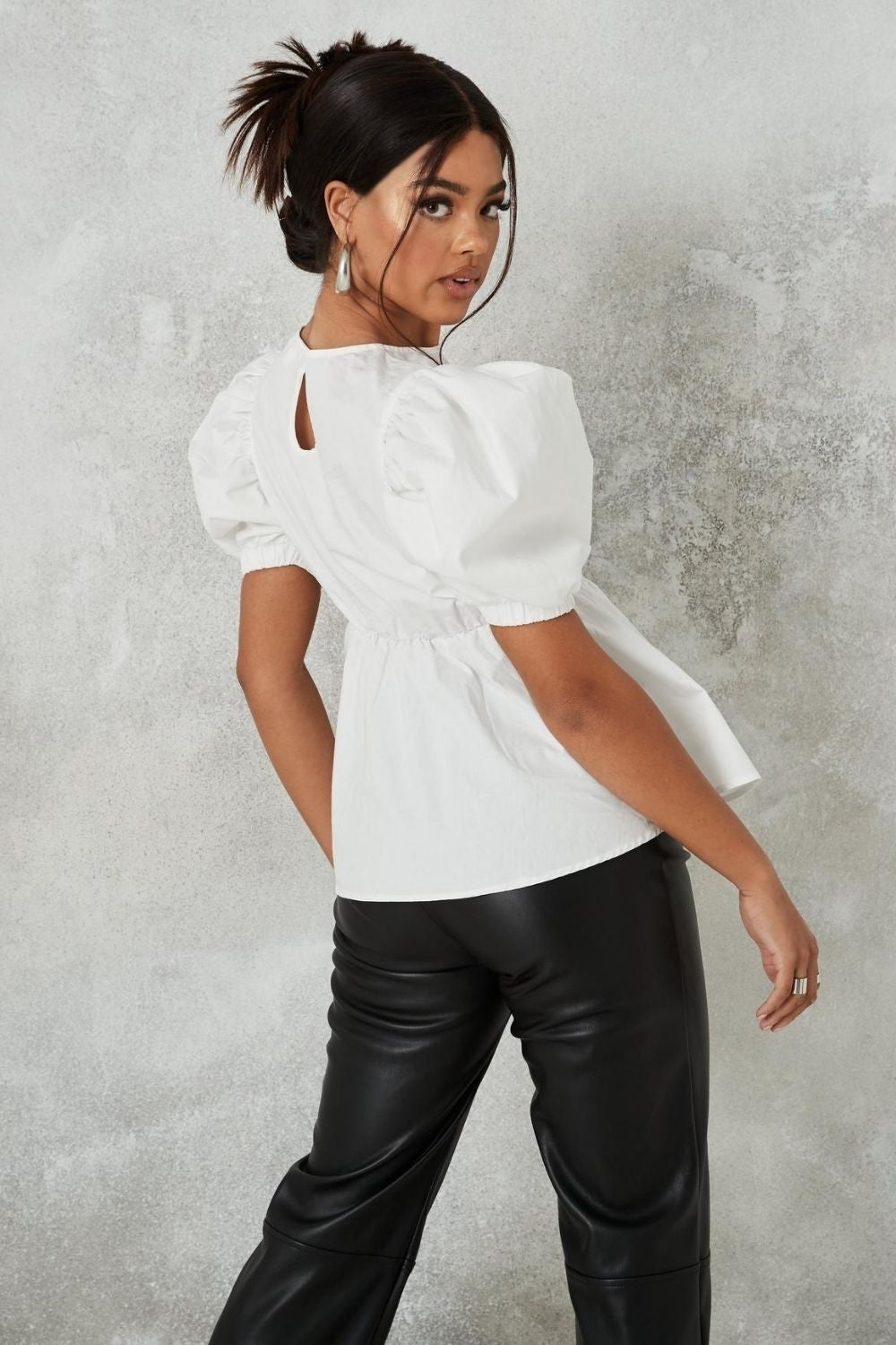 White Baby Doll Puff Sleeve Blouse