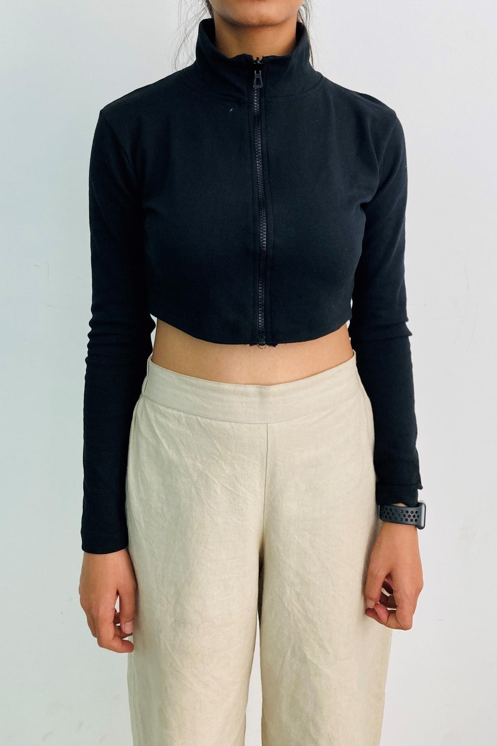 Zipper Rib Crop Top