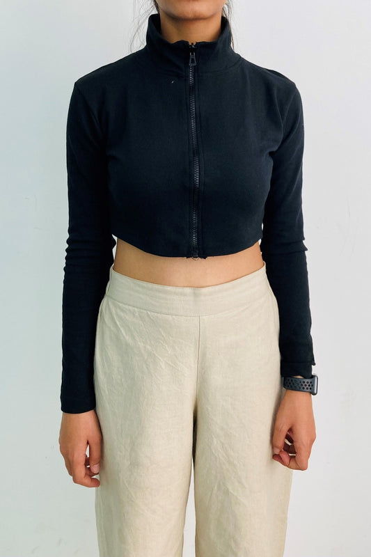 Zipper Rib Crop Top
