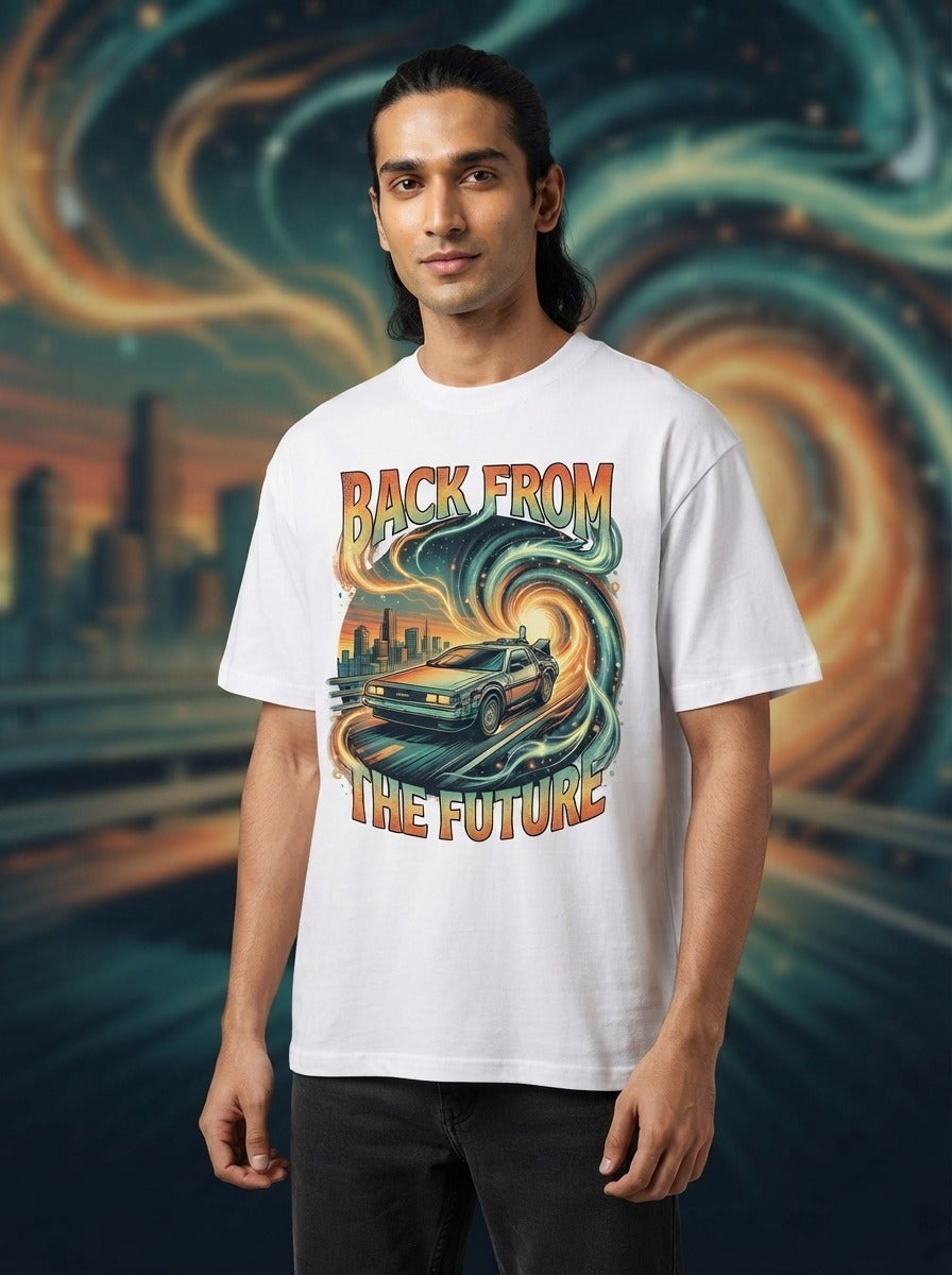 Back From The Future White Oversized Tee