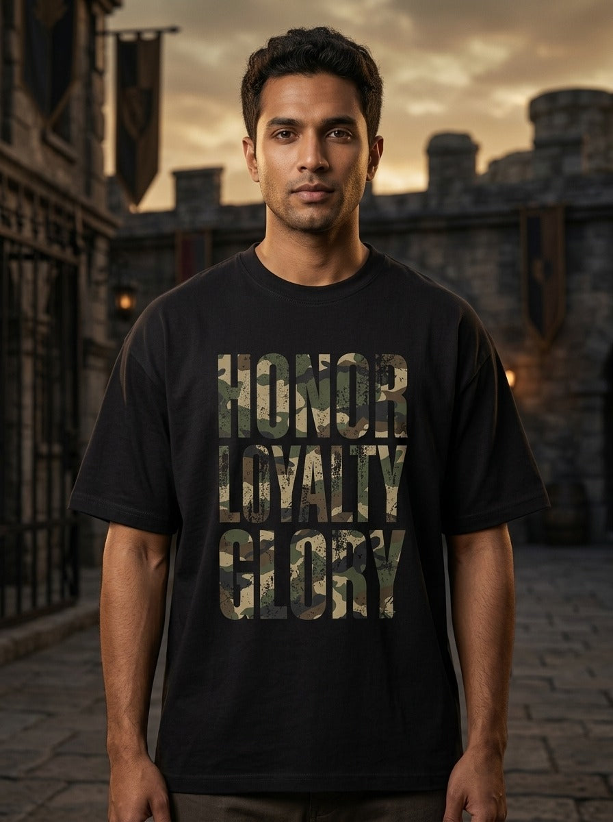 Honor Loyalty Black Oversized Tee