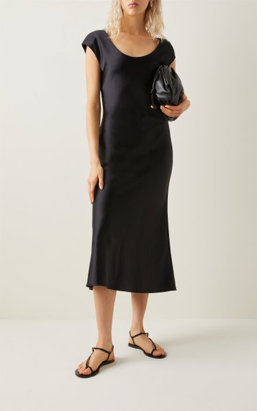 Black Bias Cut Satin Dress