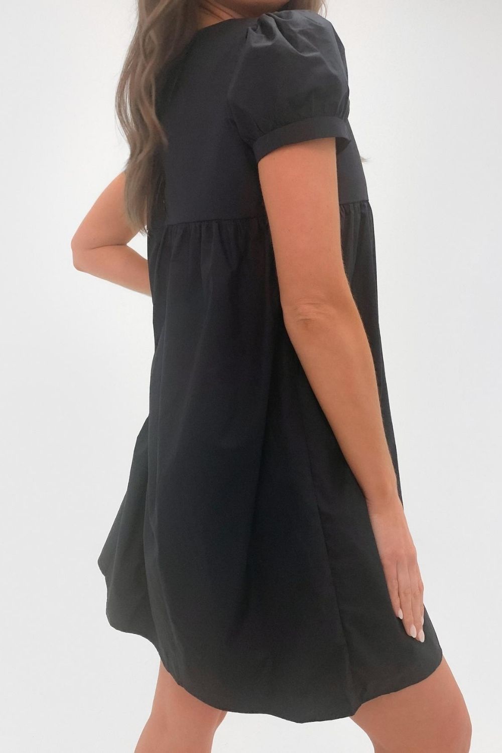 Black Puff Sleeve Mini Dress