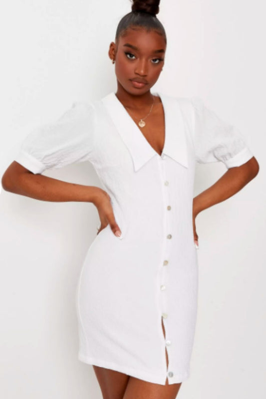 Button Down Exaggerate Collar Mini Dress