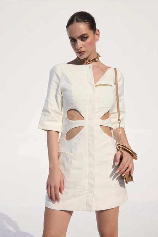 Cute Cut Out Detailed Button Up Dress