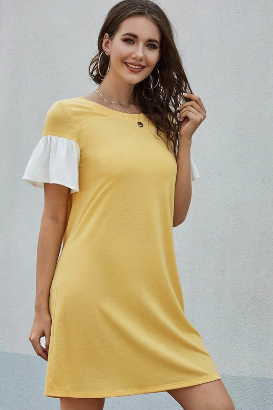 Half Sleeve Gathered Dress