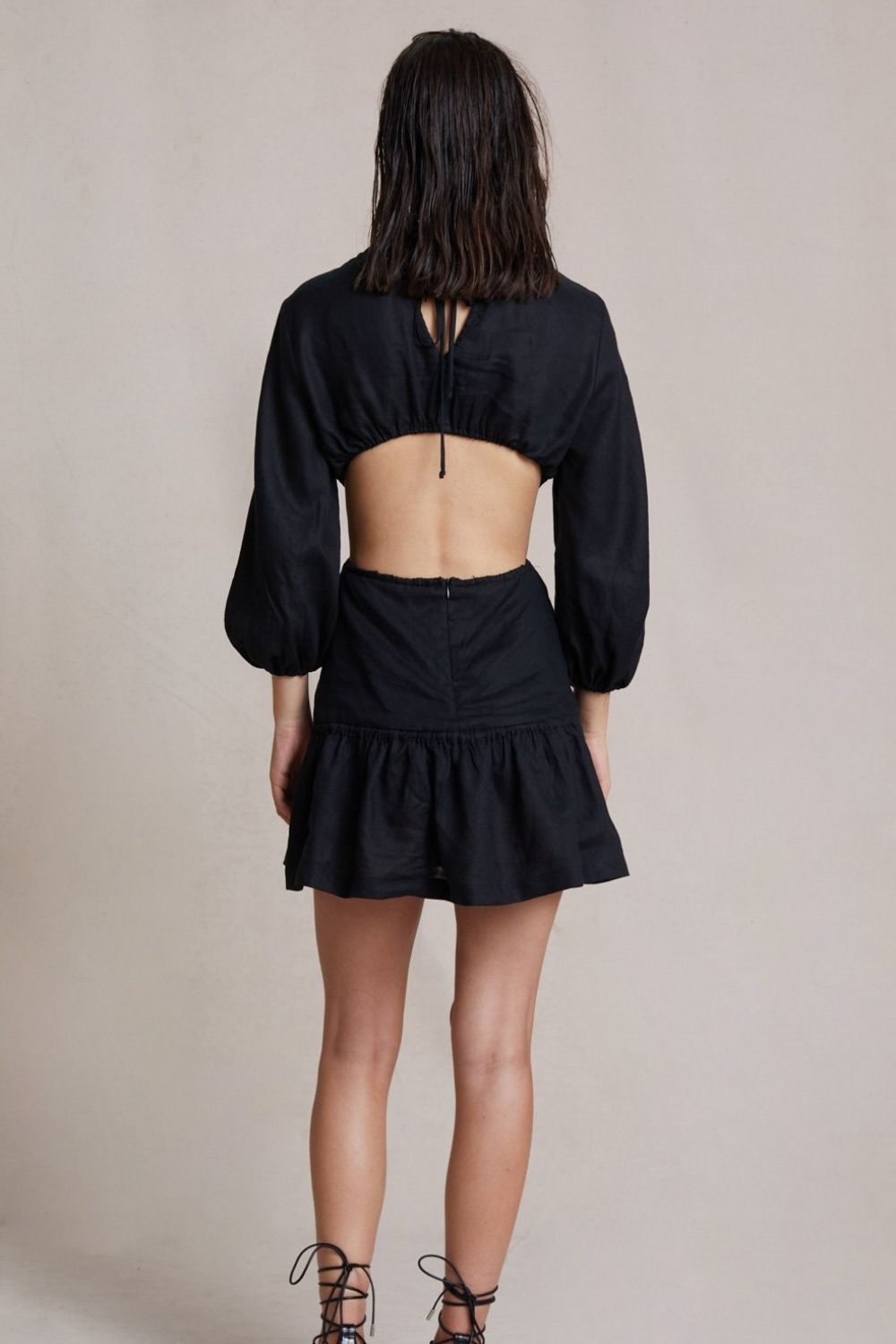 Lantern Sleeve Backless Dress