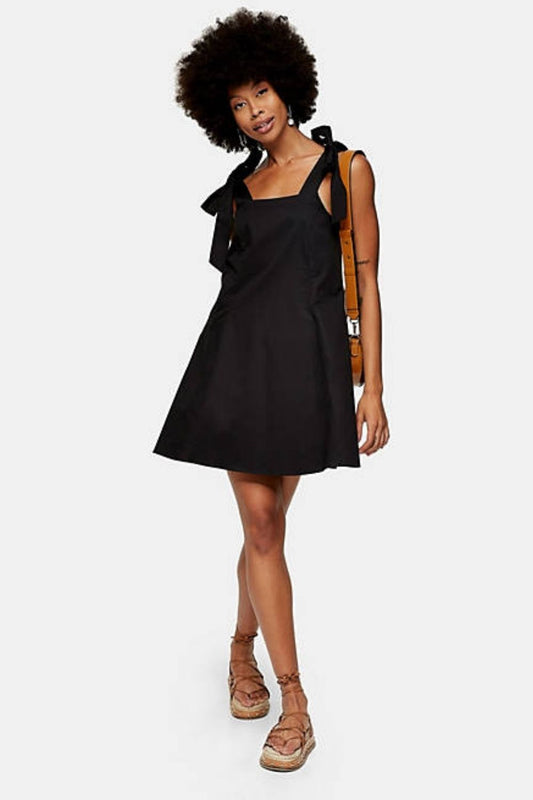 Make It Fast Black Tie Up Dress