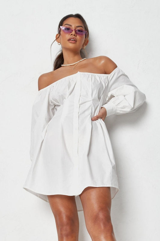 Off Shoulder Mini Relaxed Dress