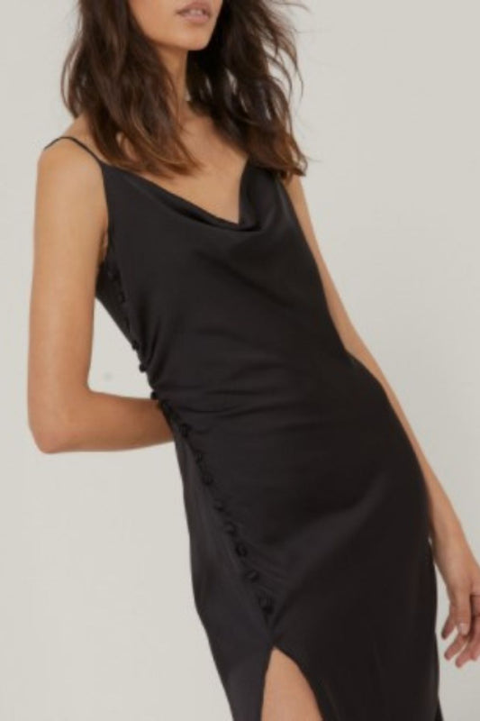 Side Slit Button Midi Dress