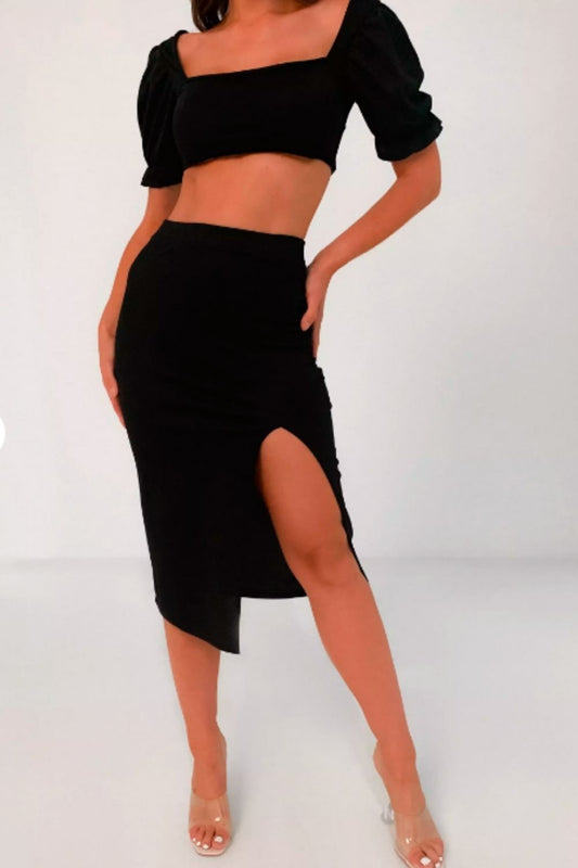 Square Neck To And Midi Co-ord