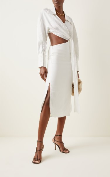 Subtle White Cutout Shirt Dress