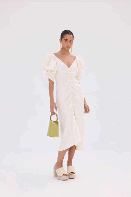 White Elasticated Front Dress