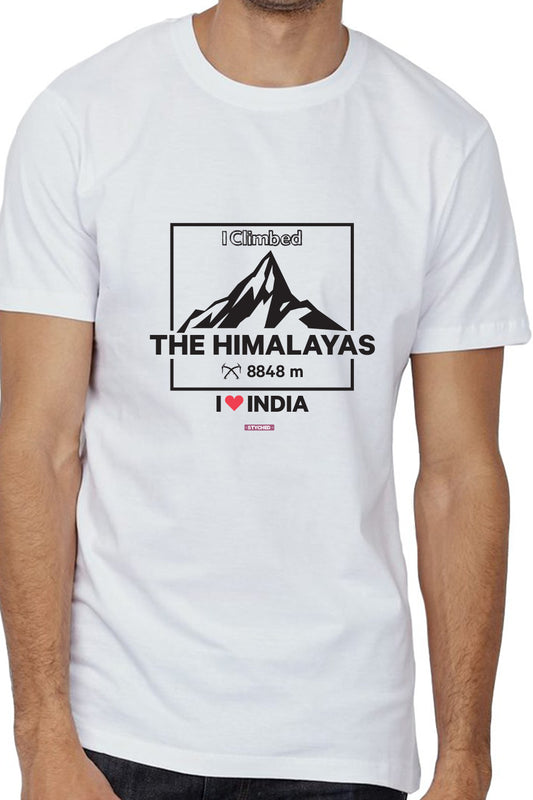 Himalayas - Styched in India Graphic T-Shirt White Color