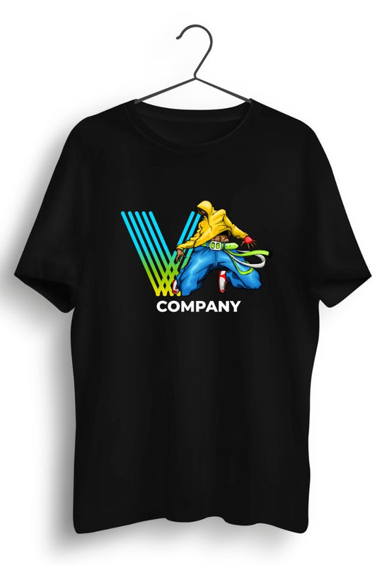 V Company Hip Hop Jump Graphic Printed Black Tshirt