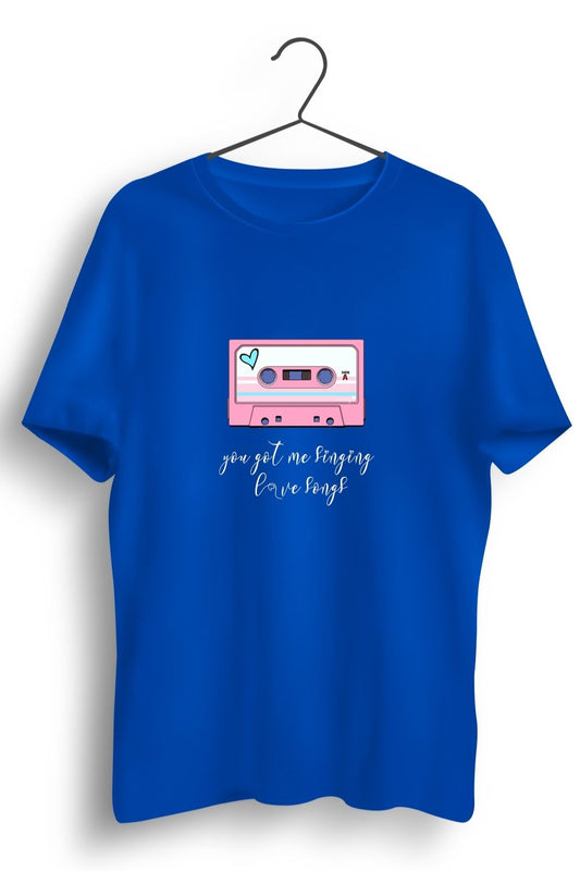 Love Song Graphic Printed Blue Tshirt